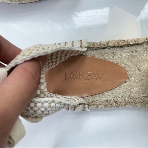 J. CREW Printed canvas ankle-wrap espadrille sandals Pale Guava Block size 8 NEW - Picture 6 of 8